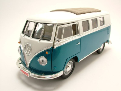 VW T1 Microbus 1962 blau weiß Modellauto 1:18 Lucky Die Cast