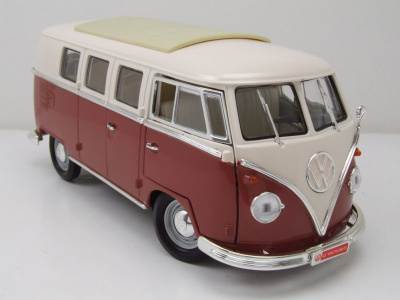 VW T1 Microbus 1962 rot/weiß Modellauto 1:18 Lucky Die Cast