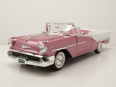 Oldsmobile Super 88 Convertible 1957 lavendel metallic weiß Modellauto 1:18 Lucky Die Cast