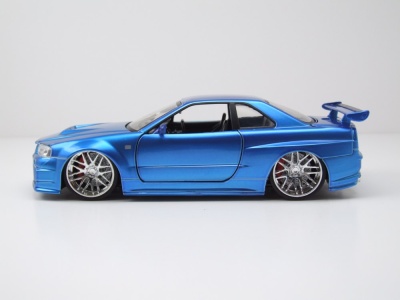 Nissan Skyline GT-R R34 2002 blau Brian Fast & Furious Modellauto 1:24 Jada Toys