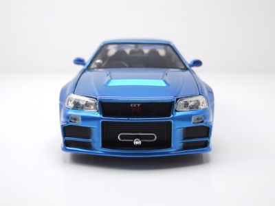 Nissan Skyline GT-R R34 2002 blau Brian Fast & Furious Modellauto 1:24 Jada Toys