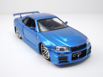 Nissan Skyline GT-R R34 2002 blau Brian Fast & Furious Modellauto 1:24 Jada Toys