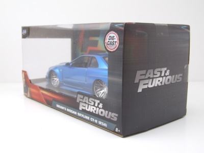 Nissan Skyline GT-R R34 2002 blau Brian Fast & Furious Modellauto 1:24 Jada Toys