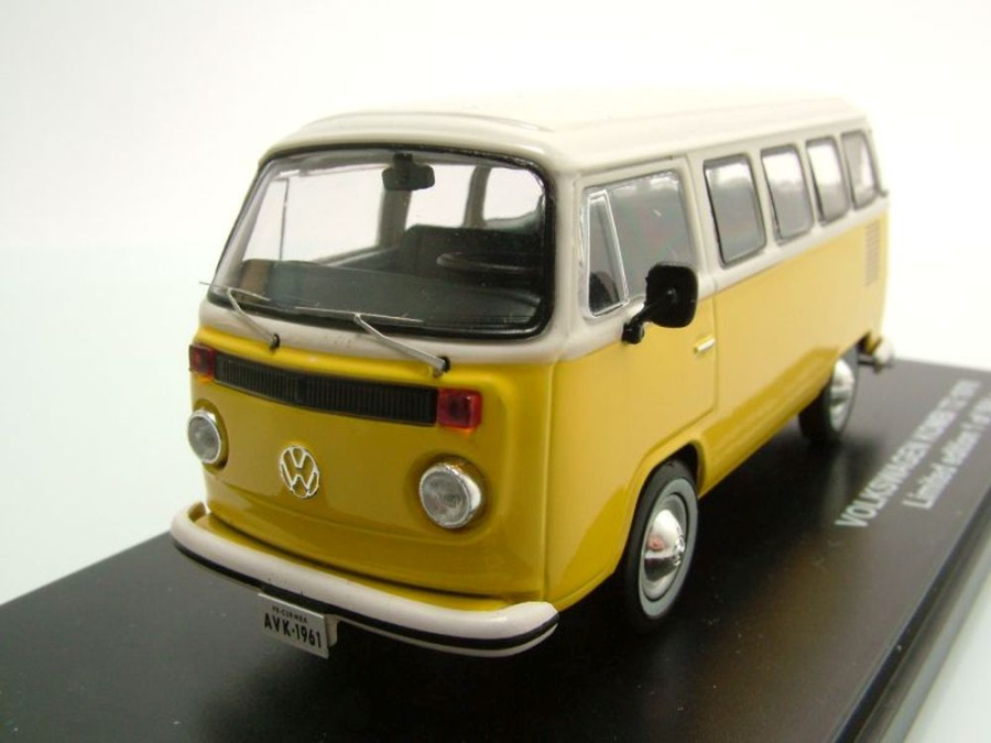 VW T2 Bus 1976 gelb weiß Modellauto 1:43 Triple9