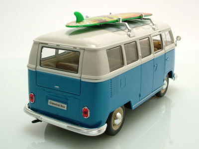 VW Classical Bus T1 1962 blau weiß mit Surfbrett...