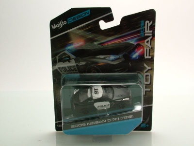 Nissan GT-R R35 2009 Police schwarz weiß Modellauto...