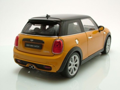 BMW Mini Cooper Hatch 2014 orange schwarz Modellauto 1:18 Welly