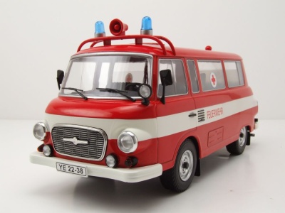 Barkas B 1000 Feuerwehr Ambulanz 1965 rot Modellauto 1:18...