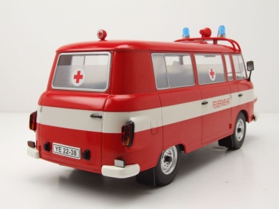 Barkas B 1000 Feuerwehr Ambulanz 1965 rot Modellauto 1:18...
