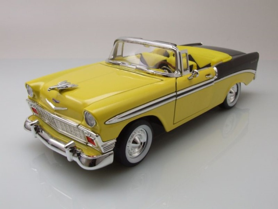 Chevrolet Bel Air Convertible 1956 gelb metallic schwarz Modellauto 1:18 Lucky Die Cast