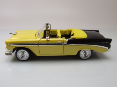 Chevrolet Bel Air Convertible 1956 gelb metallic schwarz Modellauto 1:18 Lucky Die Cast