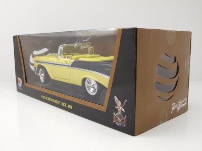 Chevrolet Bel Air Convertible 1956 gelb metallic schwarz Modellauto 1:18 Lucky Die Cast