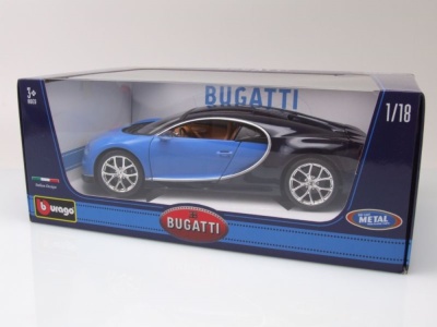 Bugatti Chiron 2016 blau dunkelblau Modellauto 1:18 Bburago