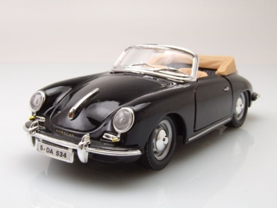 Porsche 356 B Cabrio 1961 schwarz Modellauto 1:24 Bburago