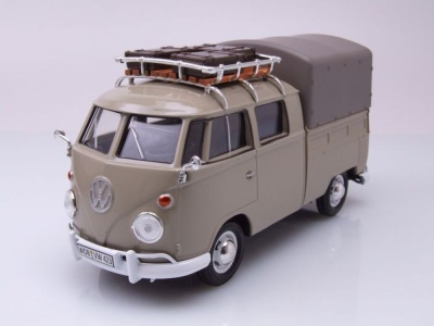 VW T1 Bus Pritsche Plane mit Gepäck grau Modellauto...