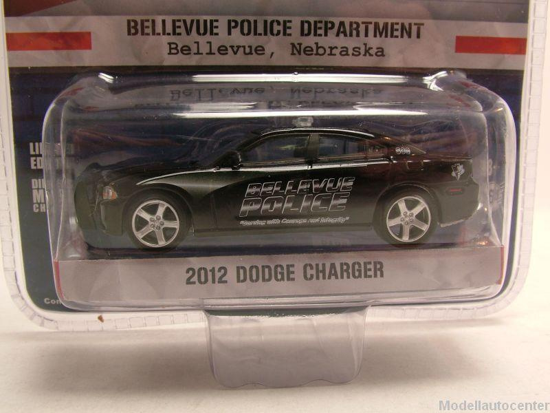 Dodge Charger 2012 Bellevue Police Department schwarz Modellauto 1:64 Greenlight Collectibles