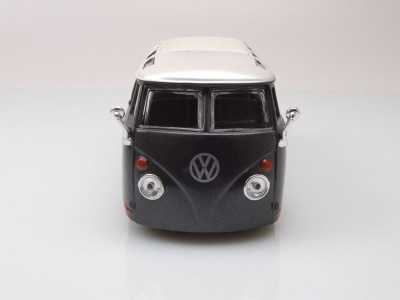 VW T1 Samba Bus grau metallic silber mit Flammen Modellauto 1:25 1:24 Maisto