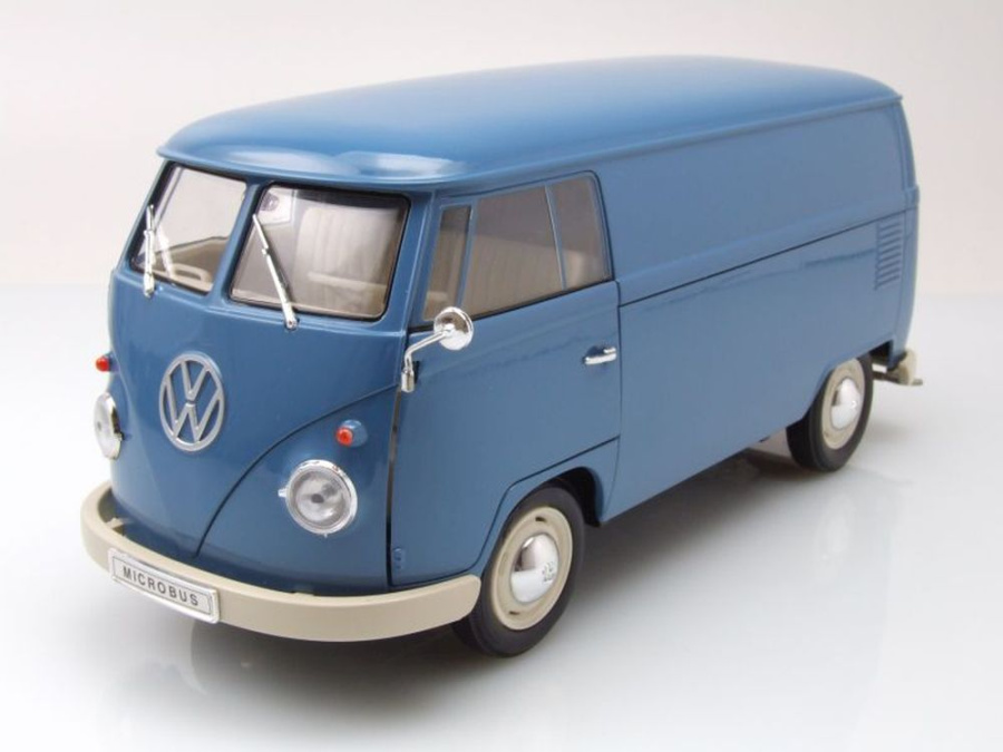 VW T1 Bus Kasten 1963 blau Modellauto 1:18 Welly