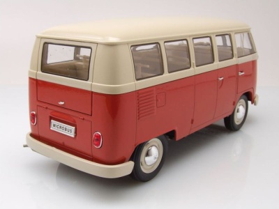 VW T1 Bus Fensterbus 1963 rot beige Modellauto 1:18 Welly