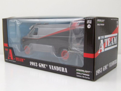 GMC Vandura A-Team Van 1983 TV-Serienmodell grau schwarz Modellauto 1:24 Greenlight Collectibles