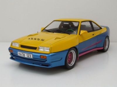 Opel Manta B Mattig "Manta Manta" 1991 gelb blau Modellauto 1:18 MCG