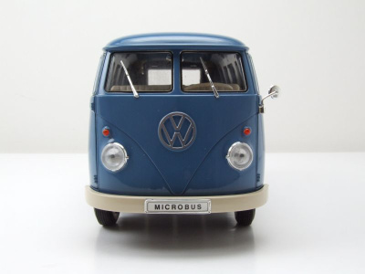 VW T1 Bus Kasten Porschewagen Ersatzteile-Dienst 1963 blau Modellauto 1:18 Welly