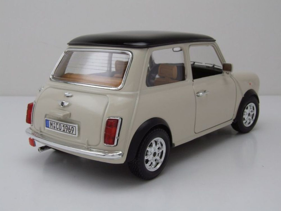 Mini Cooper 1969 beige schwarz Modellauto 1:18 Burago