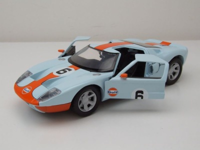 Ford GT Gulf #6 hellblau orange Modellauto 1:24 Motormax