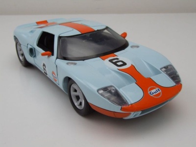 Ford GT Gulf #6 hellblau orange Modellauto 1:24 Motormax