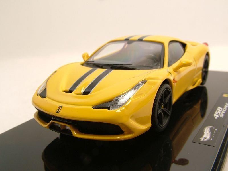 Ferrari 458 Speciale 2013 gelb/schwarz Modellauto 1:43 Hot Wheels - Elite