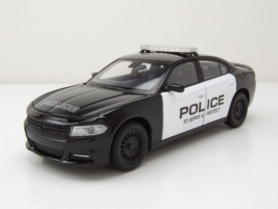 Dodge Charger Pursuit Police 2016 schwarz weiß Modellauto 1:24 Welly