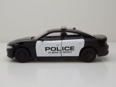 Dodge Charger Pursuit Police 2016 schwarz weiß Modellauto 1:24 Welly