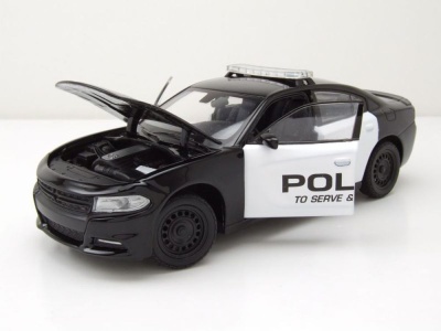 Dodge Charger Pursuit Police 2016 schwarz weiß Modellauto 1:24 Welly