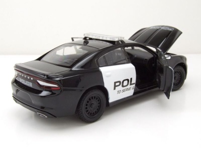 Dodge Charger Pursuit Police 2016 schwarz weiß Modellauto 1:24 Welly