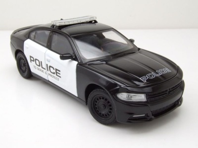 Dodge Charger Pursuit Police 2016 schwarz weiß Modellauto 1:24 Welly
