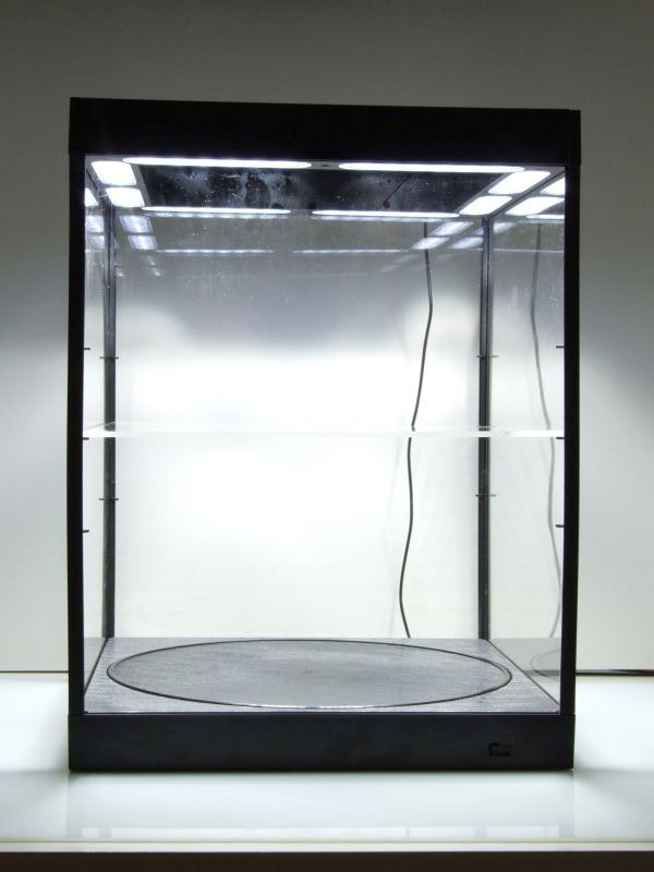 Vitrine mit LED-Beleuchtung und Drehteller schwarz für Modellautos