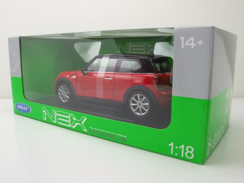 Modellauto BMW Mini Cooper Hatch 2014 rot schwarz Modellauto 1:18
