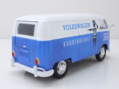VW T1 Bus Kasten Volkswagen Kundendienst blau weiß Modellauto 1:24 Motormax