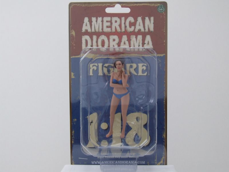 Figur Bikini Girl Dezember blau für 1:18 Modelle American Diorama