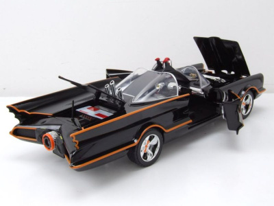 Batmobile Batman Classic Series 1966 schwarz mit Licht und Figuren Modellauto 1:18 Jada Toys