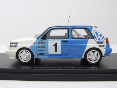VW Golf 2 G60 Rallye Test Car #1 1989 blau weiß Modellauto 1:43 Neo Scale Models