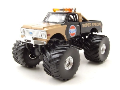 Chevrolet K-10 Gulf Super Special Monster Truck 1971 schwarz gold Modellauto 1:43 Greenlight Collectibles