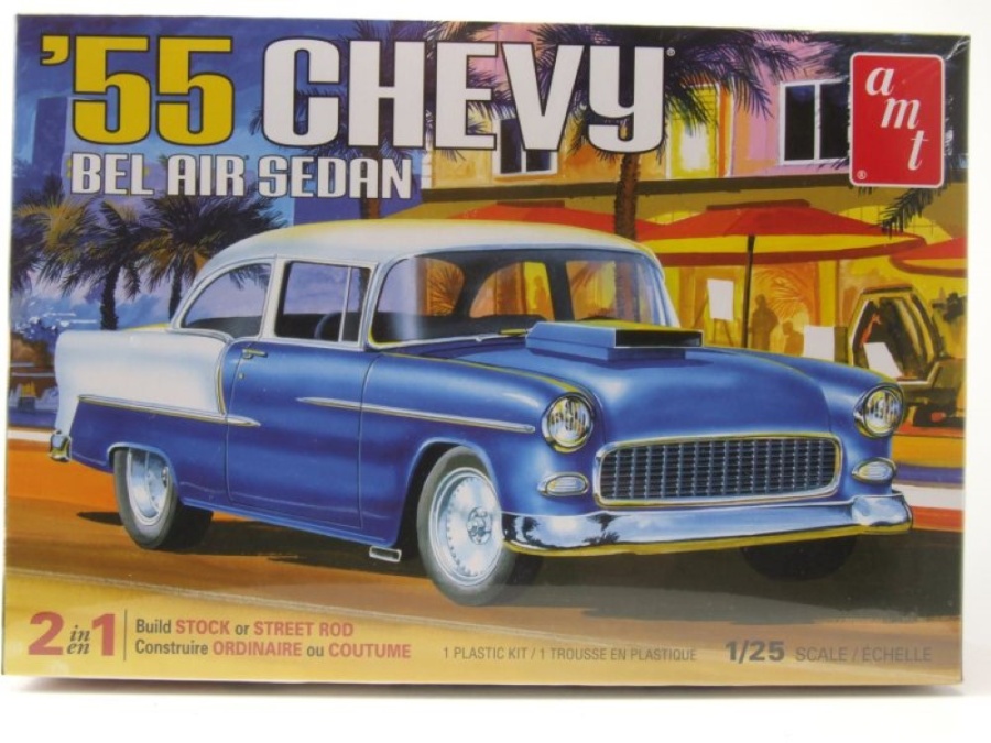 Chevrolet Bel Air Sedan 1955 Kunststoffbausatz Modellauto 1:25 AMT