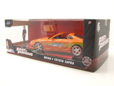 Toyota Supra 1995 orange Fast & Furious mit Brian Figur Modellauto 1:24 Jada Toys