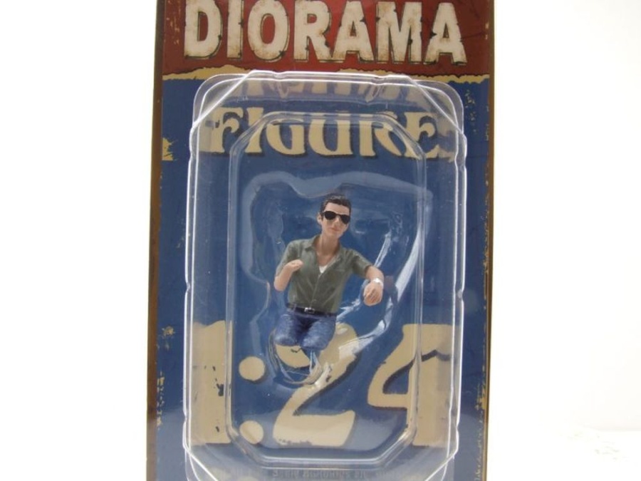 Fahrer Figur Mann mit Sonnenbrille sitzend für 1:24 Modelle American Diorama