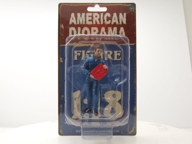 Figur Mechaniker Dan mit Kanister für 1:18 Modelle American Diorama