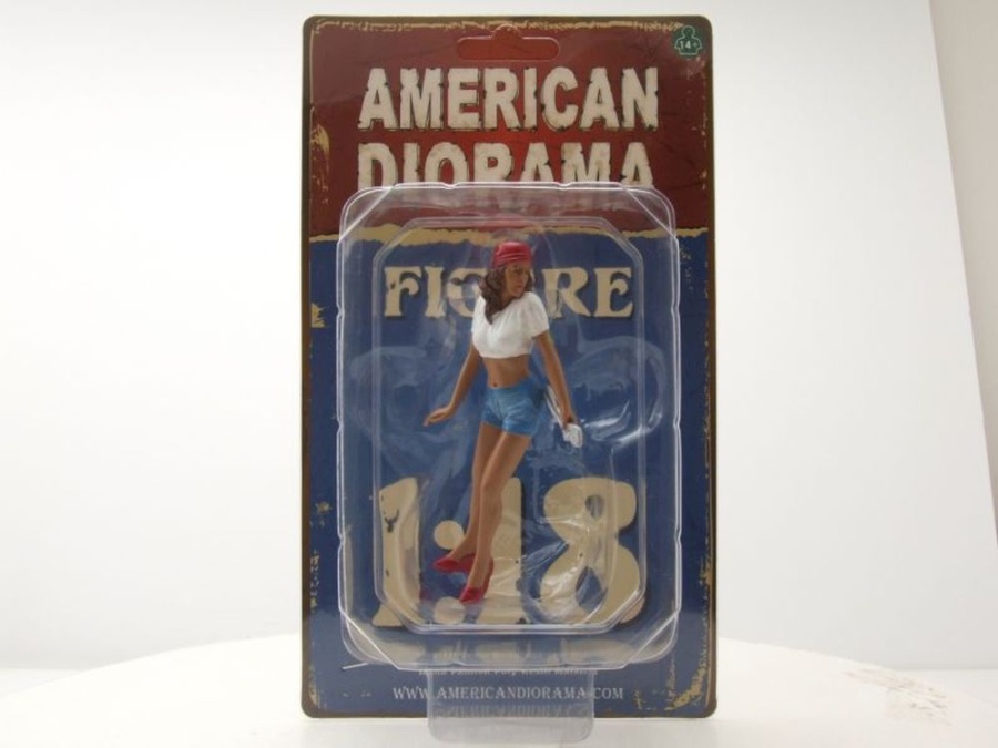 Figur Mechanikerin Katie mit Kopftuch und Zange für 1:18 Modelle American Diorama
