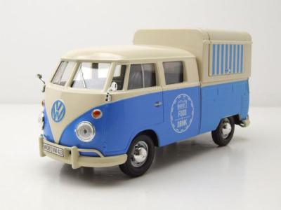 VW T1 Bus Food Truck blau weiß Modellauto 1:24...