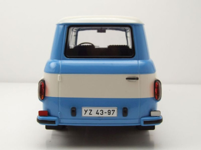 Barkas B 1000 Kastenwagen Fortschritt Service 1970 blau weiß Modellauto 1:18 MCG