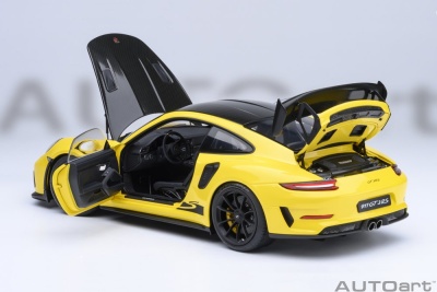 Porsche 911 (991.2) GT3 RS Weissach 2017 racing gelb Magnesiumfelgen Modellauto 1:18 Autoart